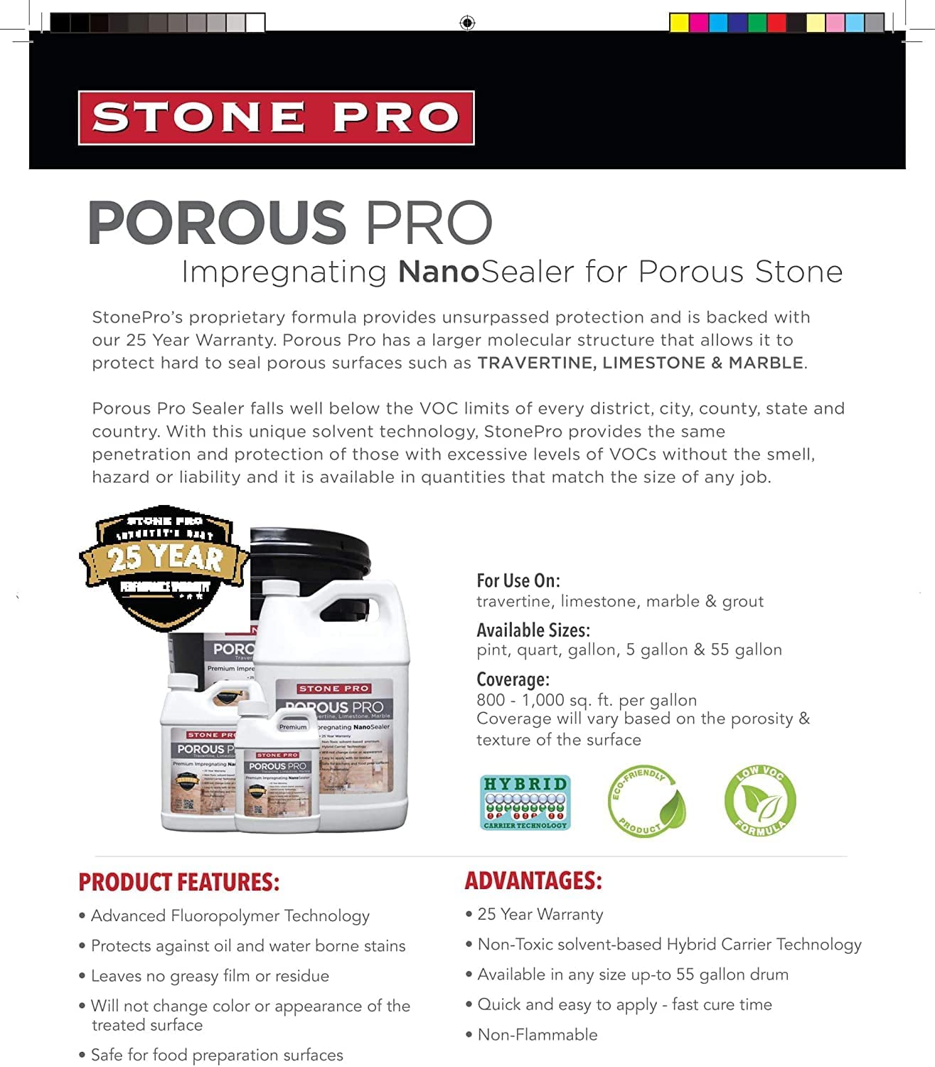 Stone Pro Porous Pro, Marble Impregnating Sealer