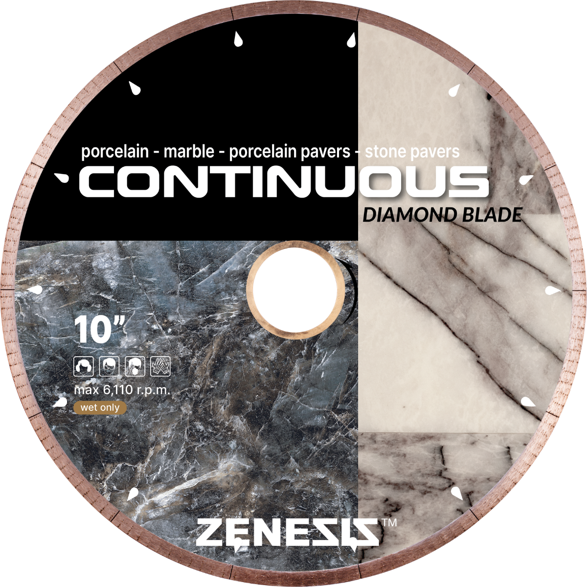 thumbnail image 2 of MTP 4.5" Wet Diamond Continuous Rim Saw Blade – 7/8" Arbor With 5/8" Reducer For Stone 2 of 3
