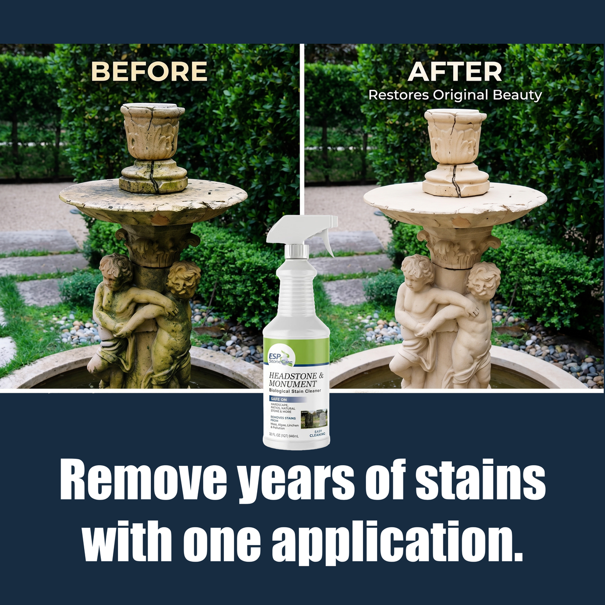 ESP Headstone & Monument Cleaner 4-Pack – Biological Stain Remover for Tombstones, Granite, Marble & Stone