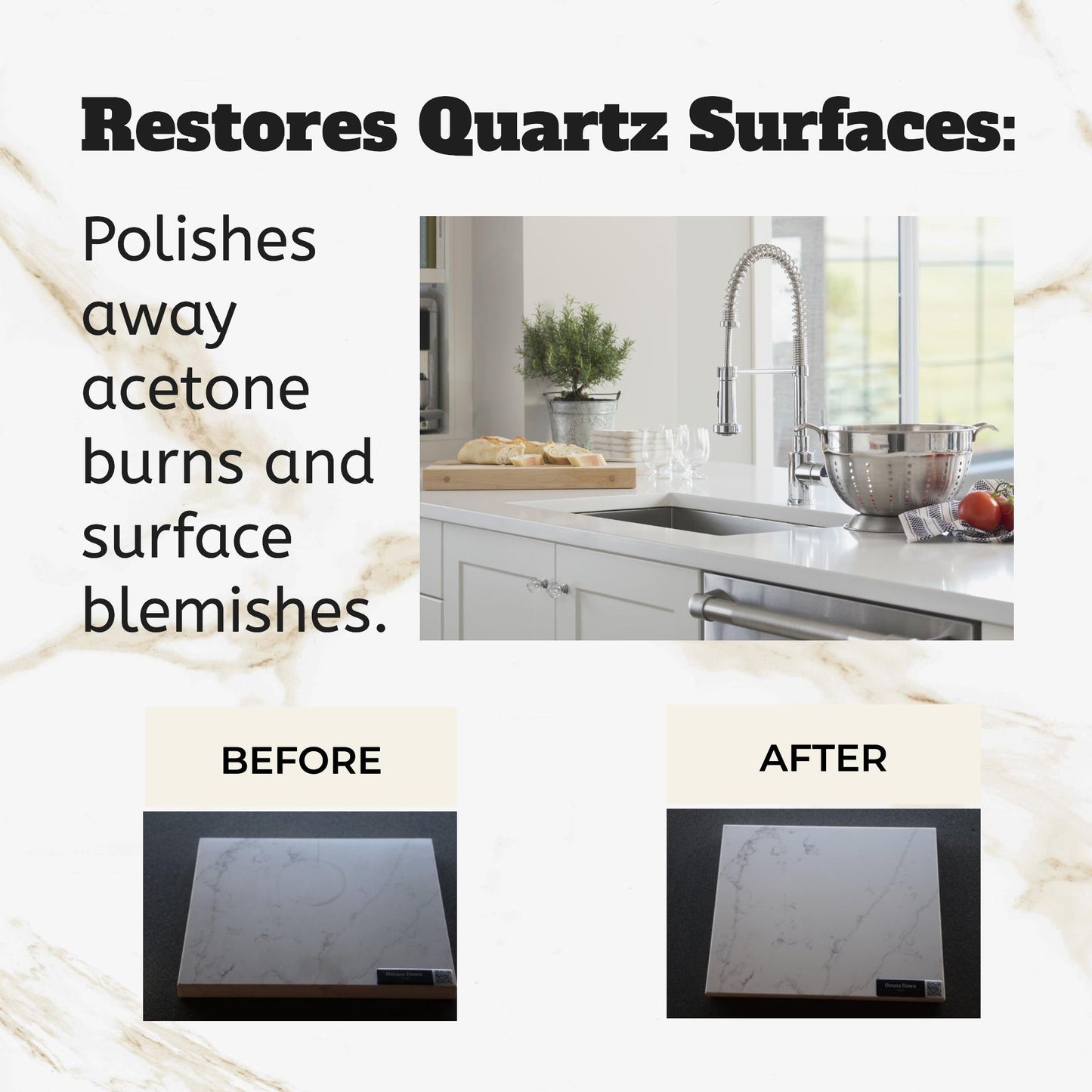 Quartz Polishing KIT: Restores Acetone Burns & Blemishes