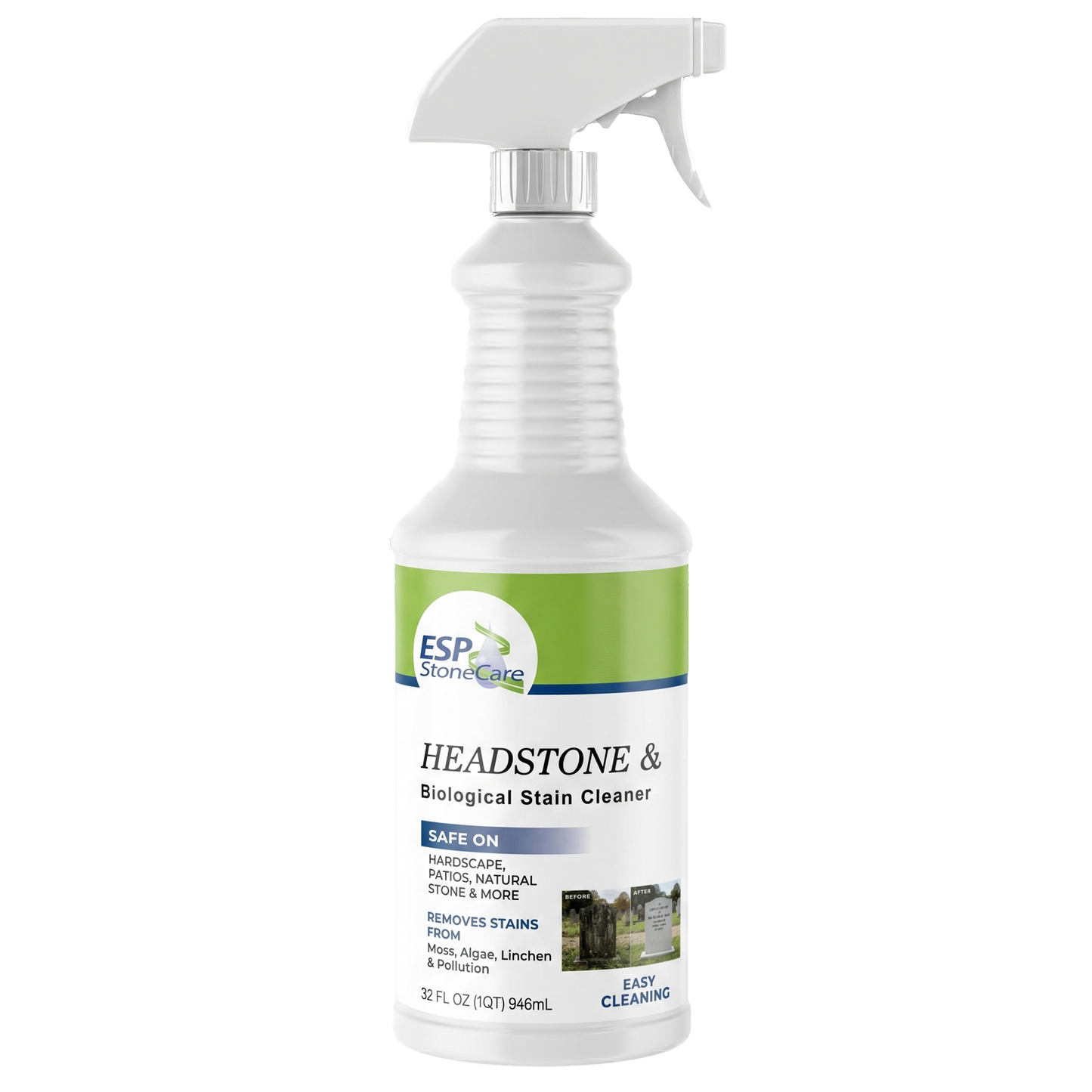 ESP Stone Care Headstone & Monument Cleaner – Professional Biological Solution for Granite, Marble, Limestone & more(32oz)