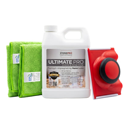 Premium Granite Sealer Kit - Stone Pro Ultimate Pro Deep Penetrating Nano Sealer with Applicator &amp; Microfiber Towels