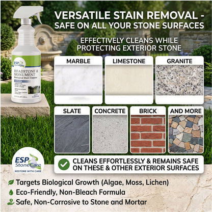 Bundle 2-Pack Headstone & Monument Cleaner – Hardscape Biological Stain Remover (Safe for Granite, Marble & Masonry)