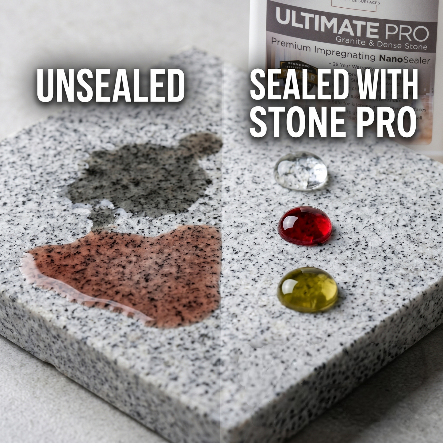 Premium Granite Sealer Kit - Stone Pro Ultimate Pro Deep Penetrating Nano Sealer with Applicator &amp; Microfiber Towels