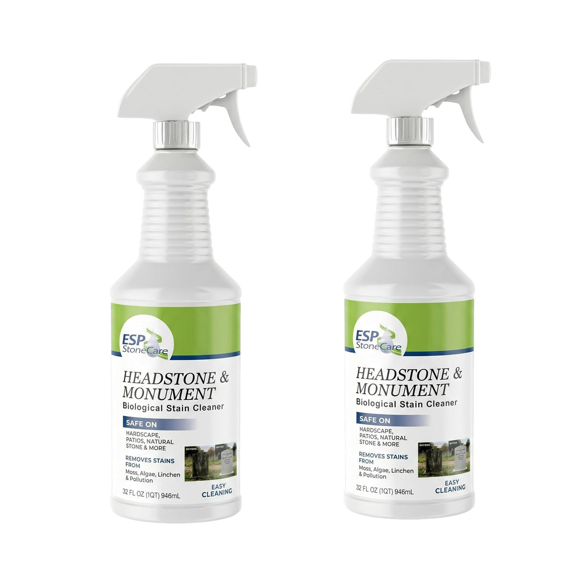 Bundle 2-Pack Headstone & Monument Cleaner – Hardscape Biological Stain Remover (Safe for Granite, Marble & Masonry)