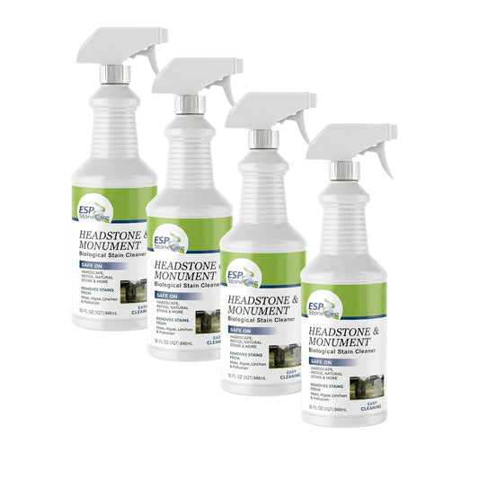 ESP Headstone & Monument Cleaner 4-Pack – Biological Stain Remover for Tombstones, Granite, Marble & Stone