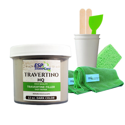 Travertino HQ Dark KIT - Travertine Repair Powder – Fill Holes & Cracks in Dark Stone